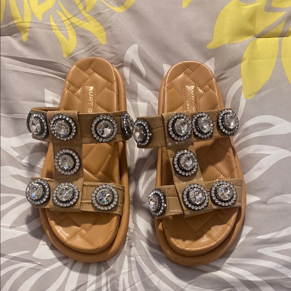 Kurt Geiger Tan Sandals with Silver Embellishments